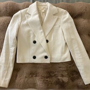 Anthropologie Maeve Cream Double-Breasted Blazer